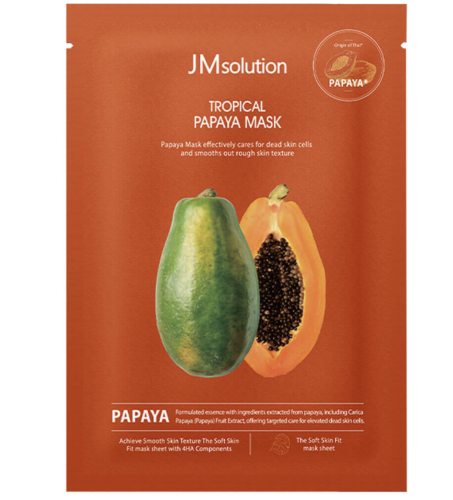JMsolution Обновляющая тканевая маска с папайей и кислотами, Tropical Papaya Mask